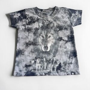 Vintage Toddler Wolf Graphic T Shirt Size 1 2 Tie Dye Animal Tee
